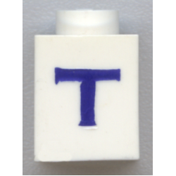 Brick 1 x 1 with Blue Capital Letter T Pattern (Serif Font) Brick 1 x 1 with Blue Capital Letter T Pattern (Serif Font)