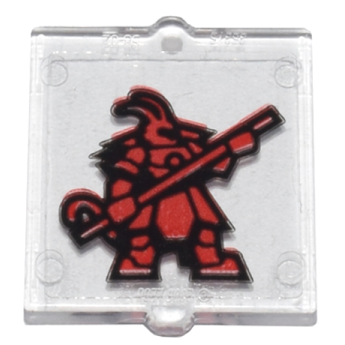 Деталь LEGO 60601pb033 Glass for Window 1 x 2 x 2 Flat Front with Red Monkey King Warrior Mech Model Pattern (Sticker) - Set 80036