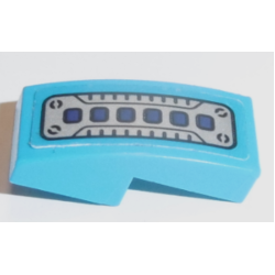 Slope, Curved 2 x 1 x 2/3 with Silver Panel, Screws and Dark Purple Squares Pattern (Sticker) - Set 70428 Slope, Curved 2 x 1 x 2/3 with Silver Panel, Screws and Dark Purple Squares Pattern (Sticker) - Set 70428