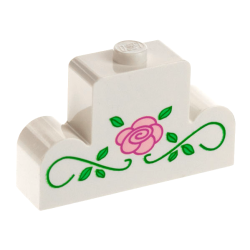 Brick, Modified 1 x 4 x 2 Center Stud Top with Rose and Vines Pattern