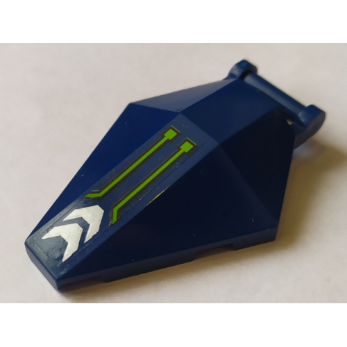 Деталь LEGO 27262pb05 Windscreen 6 x 4 x 1 Hexagonal with Bar Handle with Lime Lines and Silver Plates Pattern (Sticker) - Set 70355