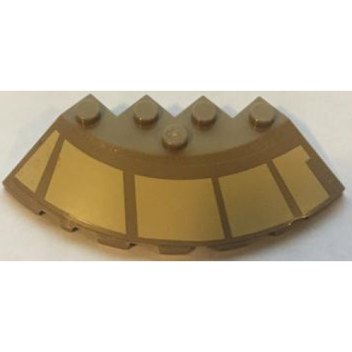 Деталь LEGO 95188pb24R Brick, Round Corner 6 x 6 with Slope 33 Edge, Facet Cutout with Tan Starhopper Markings Pattern Model Right Side (Sticker) - Set 75024
