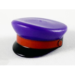 Minifigure, Headgear Cap, Captain with Black Visor and Red Braid Pattern Minifigure, Headgear Cap, Captain with Black Visor and Red Braid Pattern