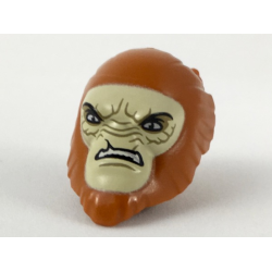 Minifigure, Head, Modified Hylobon with Tan Face and Open Mouth Frown Pattern