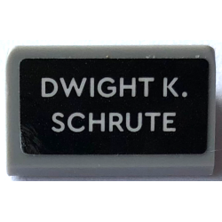Slope 30 1 x 2 x 2/3 with 'DWIGHT K. SCHRUTE' Pattern (Sticker) - Set 21336