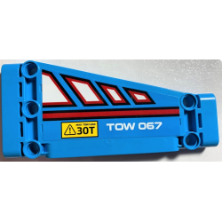 Technic, Panel Plate 5 x 11 x 1 Tapered with White Polygons Outlined in Red, Red Line, 'TOW 067' and 'MAX TOW LOAD 30T' Pattern Model Left Side (Sticker) - Set 42070 Technic, Panel Plate 5 x 11 x 1 Tapered with White Polygons Outlined in Red, Red Line, 'TOW 067' and 'MAX TOW LOAD 30T' Pattern Model Left Side (Sticker) - Set 42070