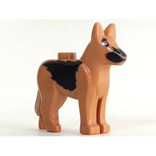 Деталь LEGO 92586pb04 Dog, Alsatian / German Shepherd with Black Eyes, Nose, Muzzle and Sides Pattern