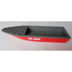 Boat, Hull Unitary 28 x 8 with Dark Bluish Gray Top with 'FIRE 60005' Pattern on Both Sides (Stickers) - Set 60005