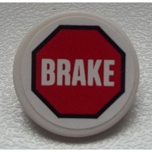 Деталь LEGO 30261pb020 Road Sign 2 x 2 Round with Clip with 'BRAKE' in Red Octagon Pattern (Sticker) - Set 60025