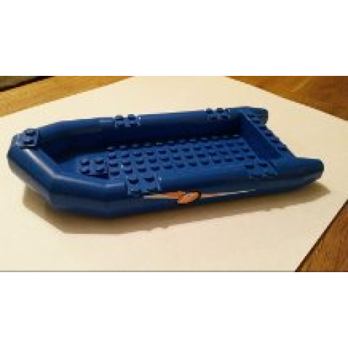 Деталь LEGO 62812pb09 Boat, Rubber Raft, Large with White '17' in Orange Circle Pattern on Both Sides (Stickers) - Set 60005