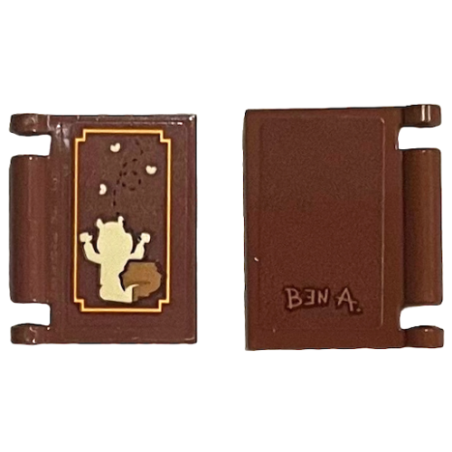 Деталь LEGO 24093pb092 Minifigure, Utensil Book Cover with Winnie the Pooh, Honey Pot, Bees and 'BEN A.' Pattern on Both Sides (Stickers) - Set 21326