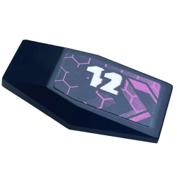 Large Figure Armor Plate Small with Chevrons, Dark Pink Honeycomb and White '12' Pattern Model Right Side (Sticker) - Set 42164