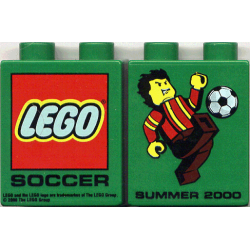 Duplo, Brick 1 x 2 x 2 with Summer 2000 LEGO Soccer Pattern