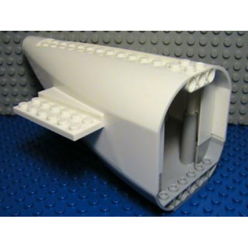 Деталь LEGO 54701c01 Aircraft Fuselage Aft Section Curved with Fixed Light Bluish Gray Base and White Hard Rubber Tip