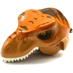 Dinosaur Head Tyrannosaurus rex with Dark Orange Top and Black Pin with White Teeth and Dark Brown Stripes Pattern Dinosaur Head Tyrannosaurus rex with Dark Orange Top and Black Pin with White Teeth and Dark Brown Stripes Pattern