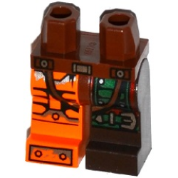 Hips and 1 Dark Brown Left Leg with Green Armor and Knee Belt, 1 Orange Right Leg with Black and Silver Bolted Armor Plates Pattern Hips and 1 Dark Brown Left Leg with Green Armor and Knee Belt, 1 Orange Right Leg with Black and Silver Bolted Armor Plates Pattern