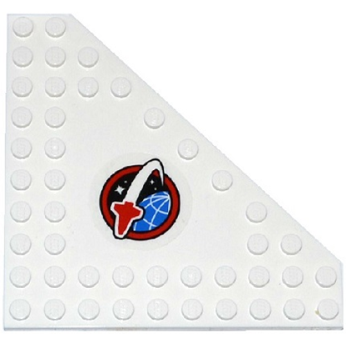 Деталь LEGO 92584pb002R Wedge, Plate 10 x 10 Cut Corner with no Studs in Center with Space Shuttle Logo Pattern Model Right Side (Sticker) - Set 60080