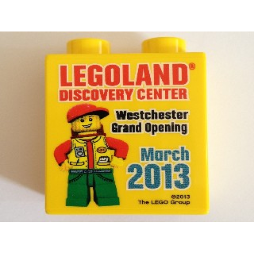 Деталь LEGO 4066pb441 Duplo, Brick 1 x 2 x 2 with LEGOLAND Discovery Center Westchester Grand Opening 2013 Pattern