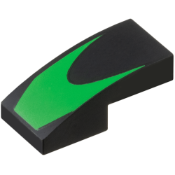Slope, Curved 2 x 1 x 2/3 with Bright Green Chevron Pattern Slope, Curved 2 x 1 x 2/3 with Bright Green Chevron Pattern