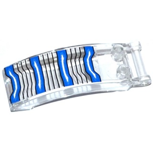 Деталь LEGO 92474pb002 Windscreen 6 x 2 x 2 with Bar Handle with Blue and White Stripes and Black Lines Pattern (Sticker) - Set 76020