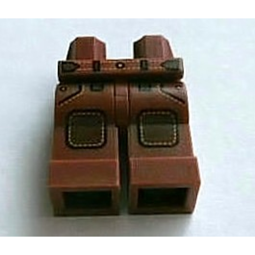 Деталь LEGO 970c00pb0146 Hips and Legs with Pockets, Belt and Dark Brown Knee Pads Pattern
