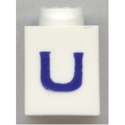 Brick 1 x 1 with Blue Capital Letter U Pattern (Serif Font) Brick 1 x 1 with Blue Capital Letter U Pattern (Serif Font)