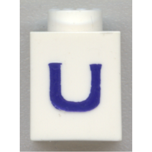 Деталь LEGO 3005ptUs Brick 1 x 1 with Blue Capital Letter U Pattern (Serif Font)