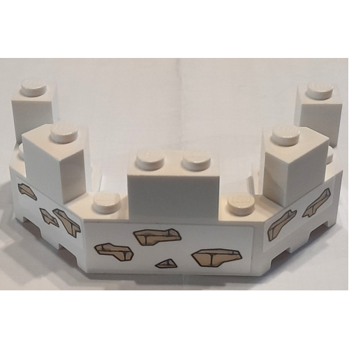 Деталь LEGO 6066pb02 Castle Turret Top 4 x 8 x 2 1/3 with Cracked Wall with Tan Bricks and Mortar Pattern (Stickers) - Set 40710
