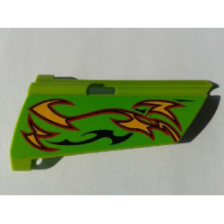 Technic, Panel Fairing #20 Large Long, Small Hole, Side A with Orange and Red Flames on Lime Background Pattern (Sticker) - Set 8649 Technic, Panel Fairing #20 Large Long, Small Hole, Side A with Orange and Red Flames on Lime Background Pattern (Sticker) - Set 8649