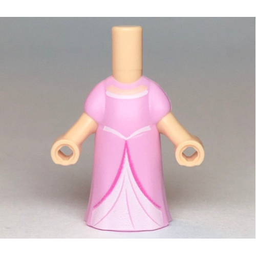 Деталь LEGO 65203pb004 Micro Doll, Body with Molded Bright Pink Dress and Printed White Panel, Waistband, and Collar, Light Nougat Neck Pattern