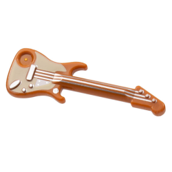 Minifigure, Utensil Musical Instrument, Guitar Electric with Silver Strings, Bridge, and Output Jack and Tan Pickguard Pattern