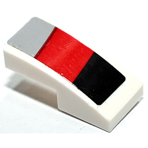 Деталь LEGO 11477pb183R Slope, Curved 2 x 1 x 2/3 with Black, Light Bluish Gray and Black Stripes Pattern Model Right Side (Sticker) - Set 75888