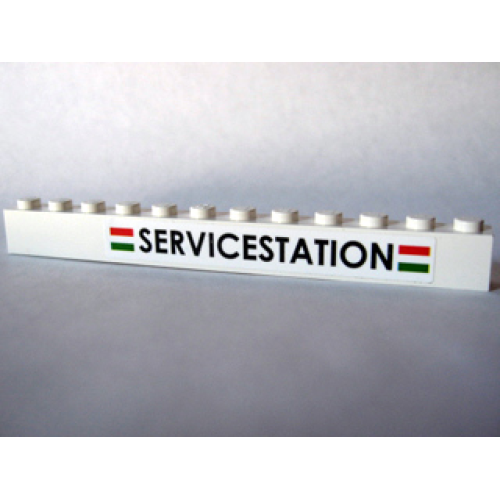 Деталь LEGO 6112pb001 Brick 1 x 12 with 'SERVICESTATION' Pattern (Sticker) - Set 10184