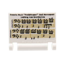 Minifigure, Utensil Book Cover with Sheet Music, Music Notes, 'Sonata No.8 Pathètique 2nd Movement Ludwig van Beethoven' Pattern Minifigure, Utensil Book Cover with Sheet Music, Music Notes, 'Sonata No.8 Pathètique 2nd Movement Ludwig van Beethoven' Pattern
