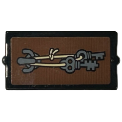 Glass for Window 1 x 2 x 3 with Dark Bluish Gray Hook and Keys with Tan String Pattern (Sticker) - Set 76428