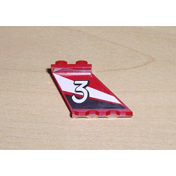 Tail 4 x 2 x 2 with White Number 3 Pattern on Right Side (Sticker) - Set 6543