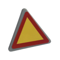 Road Sign 2 x 2 Triangle with Open O Clip with Yellow Triangle with Red Border Pattern (Sticker) - Set 42136