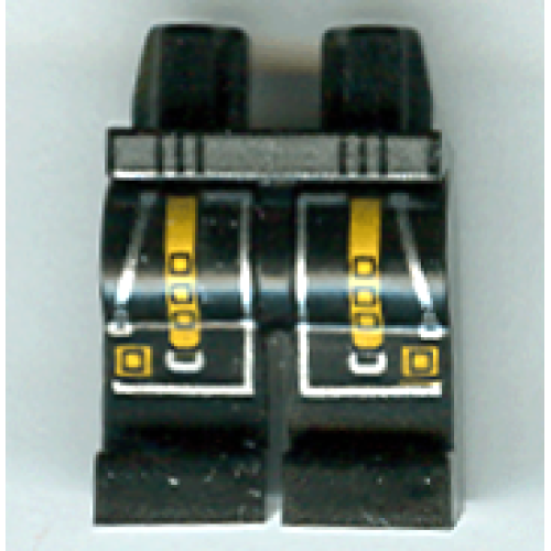 Деталь LEGO 970c00pb0036 Hips and Legs with Alpha Team Arctic Silver Belt and Zippers, Orange Straps Pattern