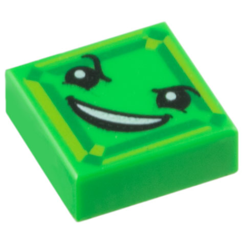 Деталь LEGO 3070pb112 Tile 1 x 1 with Black Eyes, Raised Eyebrow, Fiendish Smile with Teeth and Lime and Green Square Pattern (Kryptomite Face)
