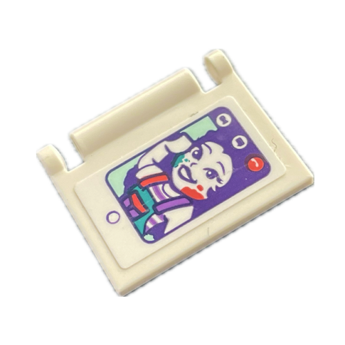 Деталь LEGO 24093pb096 Minifigure, Utensil Book Cover with Tablet Computer Screen, Dark Purple Minifigure with Red and Dark Turquoise Paint Splotches Pattern (Sticker) - Set 41716