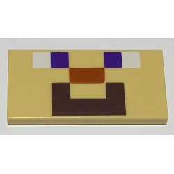 Tile 2 x 4 with White and Purple Squares, Dark Orange Rectangle, and Dark Brown Mouth Shape (Minecraft Steve Face) Pattern Tile 2 x 4 with White and Purple Squares, Dark Orange Rectangle, and Dark Brown Mouth Shape (Minecraft Steve Face) Pattern