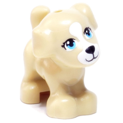 Dog, Friends Style, Puppy, Standing with Medium Azure Eyes without Outline, Black Nose and Mouth, White Blaze and Muzzle Pattern
