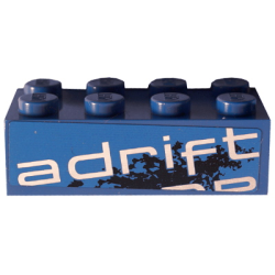 Brick 2 x 4 with 'adrift' Top Half Pattern Model Left Side (Sticker) - Set 8151