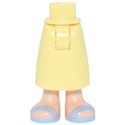 Mini Doll Hips and Skirt Long with Molded Light Nougat Legs and Printed Bright Light Blue Sandals Pattern - Thick Hinge