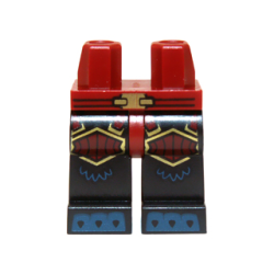 Hips and Black Legs with Gold Belt Buckle, Dark Red and Gold Knee Pads, Dark Blue Toes with Claws Pattern Hips and Black Legs with Gold Belt Buckle, Dark Red and Gold Knee Pads, Dark Blue Toes with Claws Pattern
