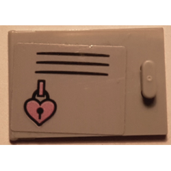 Container, Cupboard 2 x 3 x 2 Door with Black Vent Lines, Locker, and Metallic Pink Heart Padlock Pattern (Sticker) - Set 41352 Container, Cupboard 2 x 3 x 2 Door with Black Vent Lines, Locker, and Metallic Pink Heart Padlock Pattern (Sticker) - Set 41352