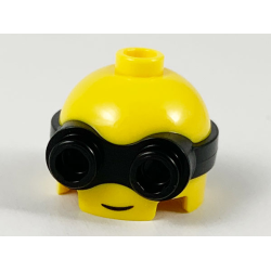 Minifigure, Head, Modified Minion, Short with Molded Black Goggles and Printed Grin Pattern