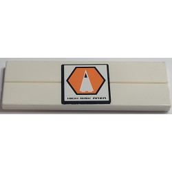 Stickered Assembly 6 x 2 with 'HIGH RISK AREA' and Orange Hexagon with Black Border and White Triangle Pattern (Sticker) - Set 7690 - 2 Tile 1 x 6 Stickered Assembly 6 x 2 with 'HIGH RISK AREA' and Orange Hexagon with Black Border and White Triangle Pattern (Sticker) - Set 7690 - 2 Tile 1 x 6