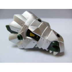 Dragon Head (Fantasy Era) Jaw Upper with Metallic Silver Armor and Yellow Eyes Pattern