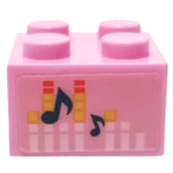 Brick 2 x 2 with Dark Blue Music Notes and White, Coral and Bright Light Yellow Equalizer Bars Pattern (Sticker) - Set 41411 Brick 2 x 2 with Dark Blue Music Notes and White, Coral and Bright Light Yellow Equalizer Bars Pattern (Sticker) - Set 41411